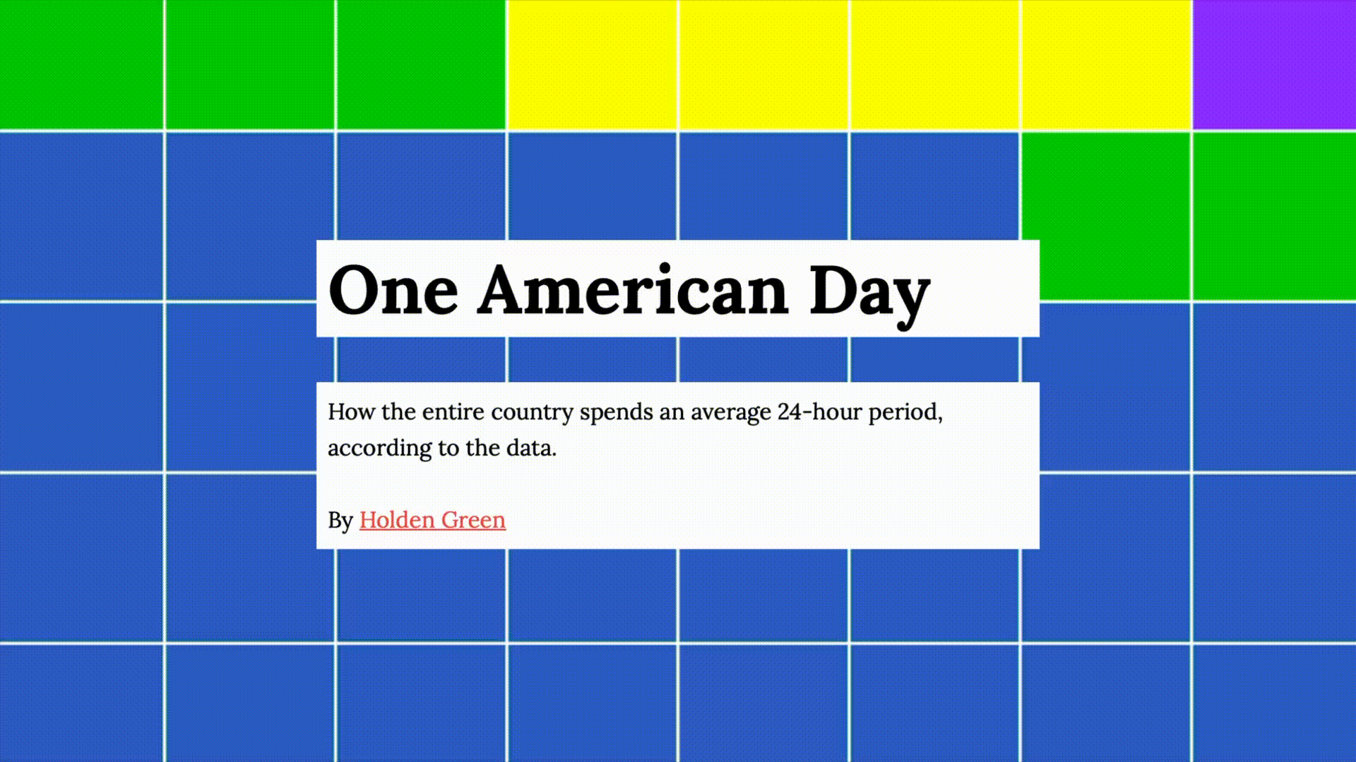 The title section of my One American Day story